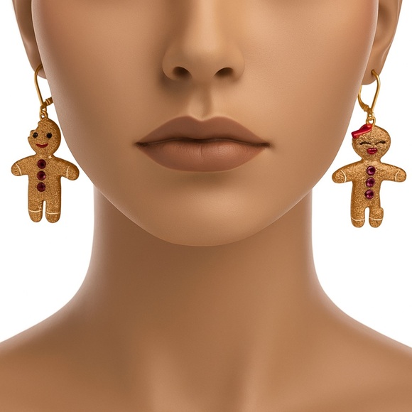 Betsey Johnson Jewelry - BETSEY JOHNSON Earrings Holiday Gift Stocking Stuffer Gingerbread Man & Woman
